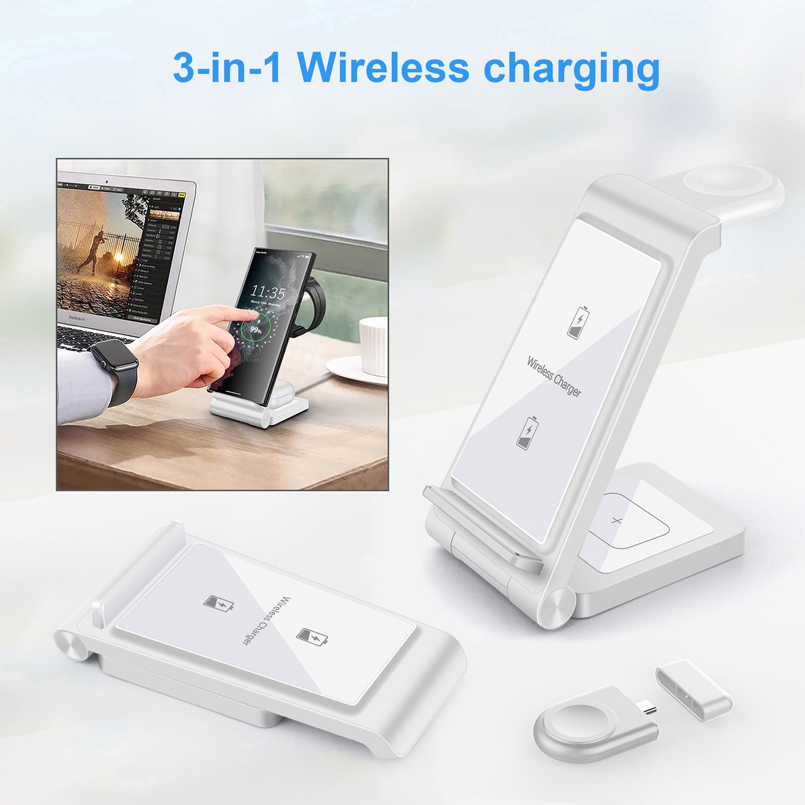 Three-in-one Folding Line Charger 15W Portable Wireless Charger