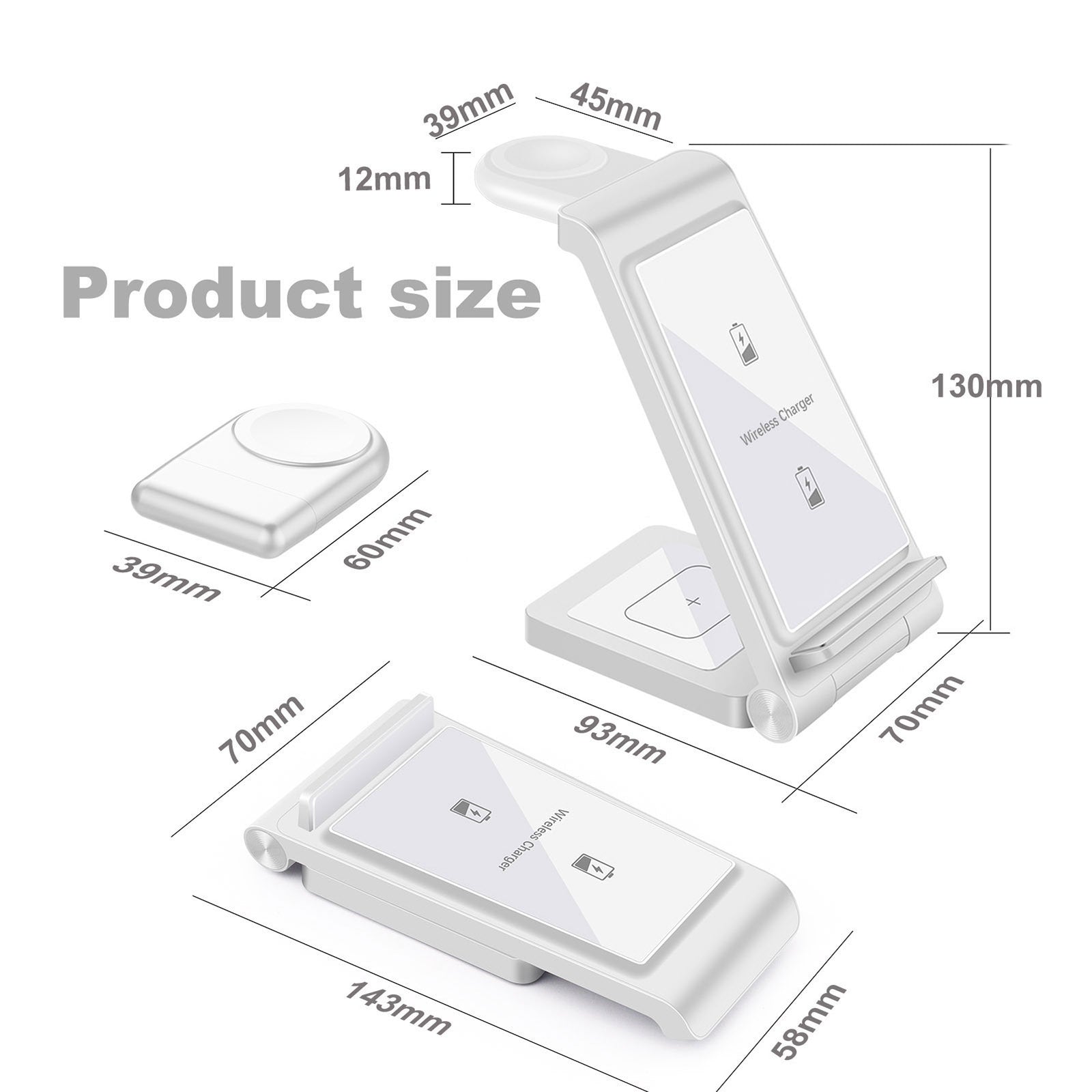 Three-in-one Folding Line Charger 15W Portable Wireless Charger
