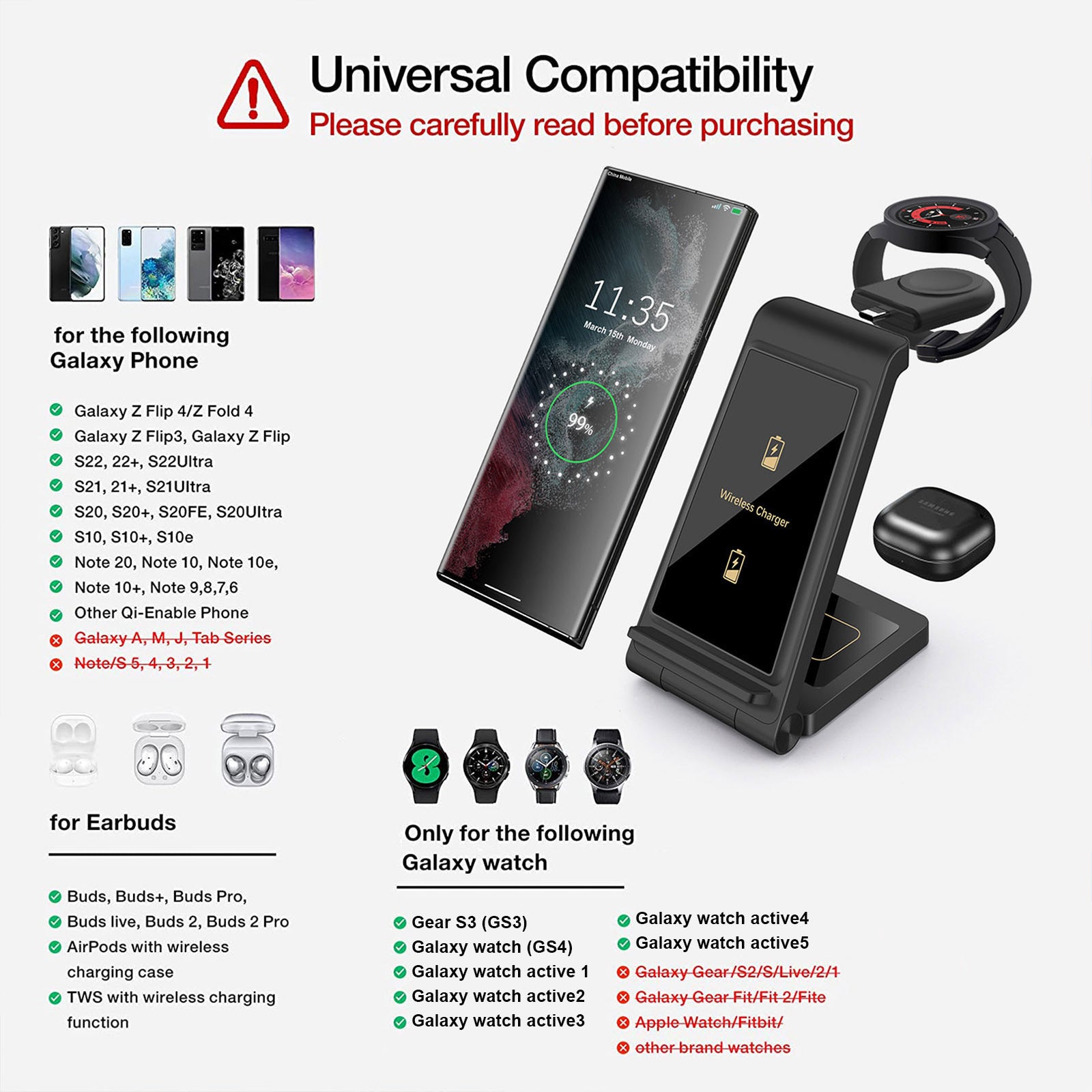 Three-in-one Folding Line Charger 15W Portable Wireless Charger