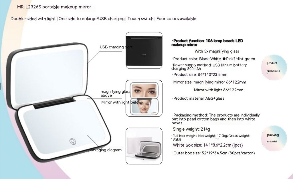 Portable Led Make-up Mirror With Light