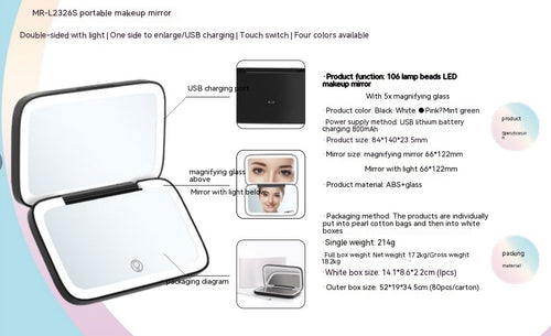 Portable Led Make-up Mirror With Light